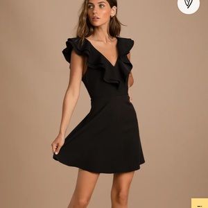 Lulu’s Black Ruffle Mini Dress